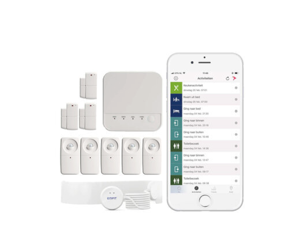 Onzichtbare bewegingssensor in GoudStaete mantelzorgwoning die activiteiten monitort.